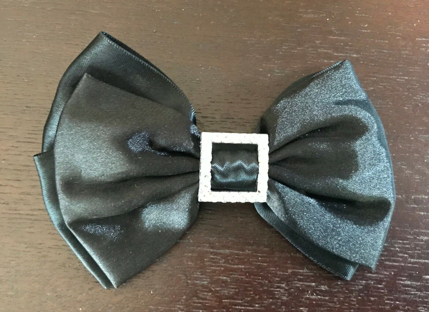 HAIR CLIP Black Bow Hair Clip with Crystal Trim Ladies NEW