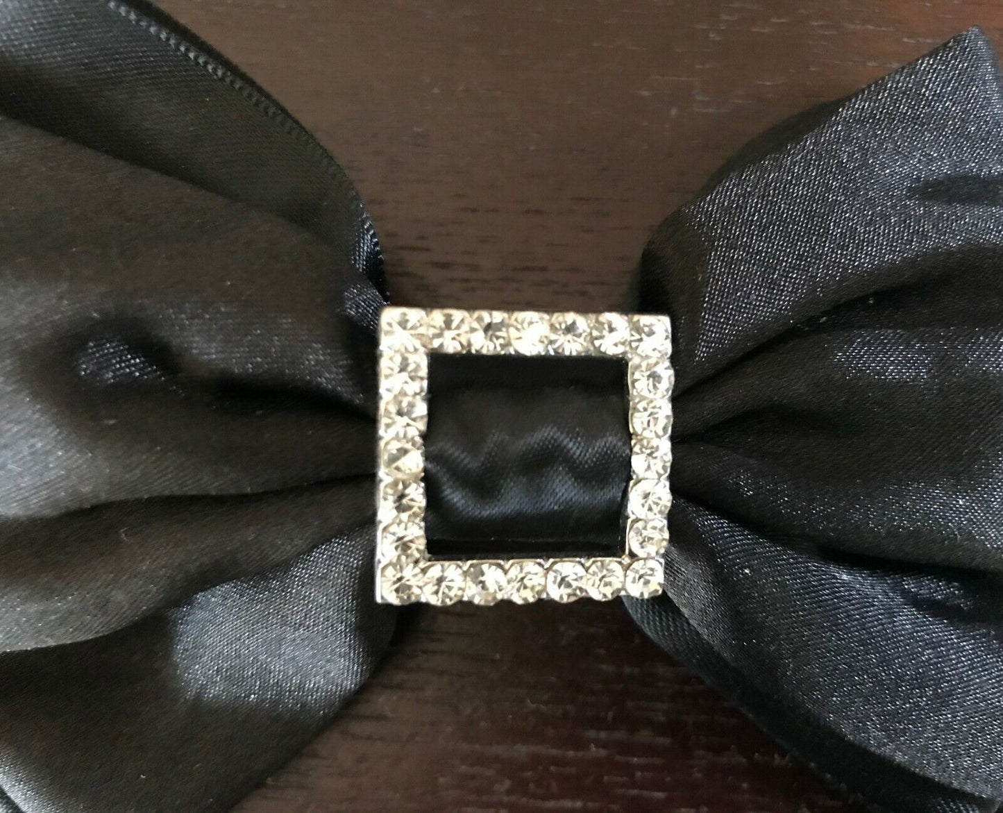 HAIR CLIP Black Bow Hair Clip with Crystal Trim Ladies NEW