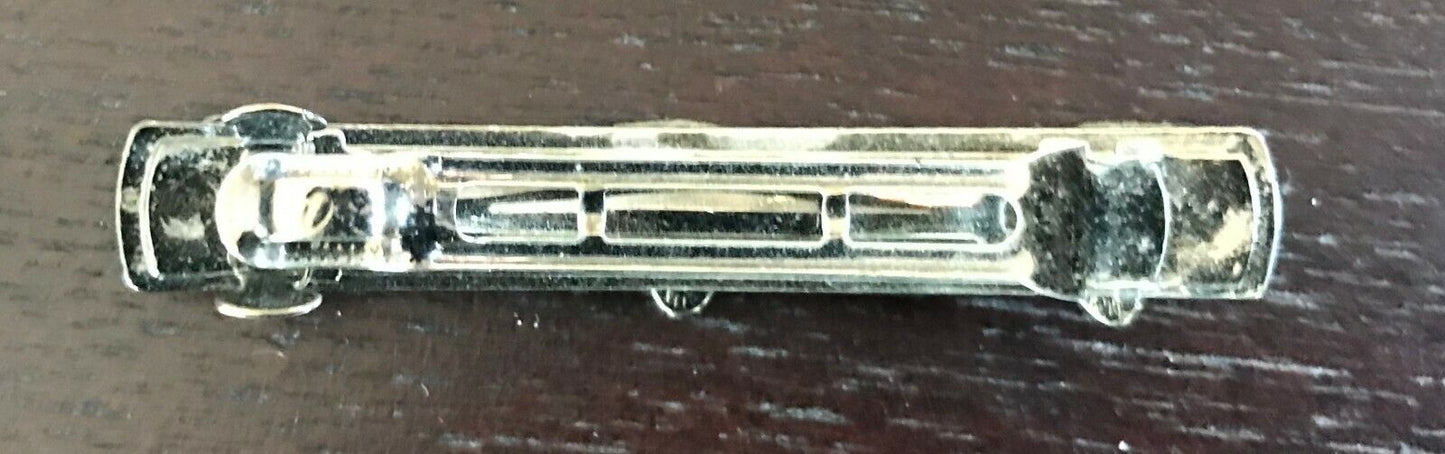 HAIR CLIP Pewter Tone Metal w Triangle and Crystal Trim Rectangle Ladies 6.5 cm