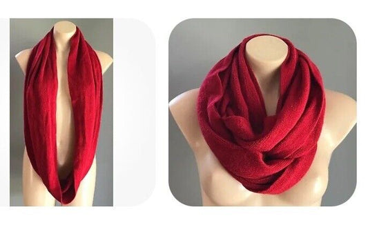Infinity Scarf RUBI Maroon Knit Snood Winter Neck Wrap Ladies Super Warm