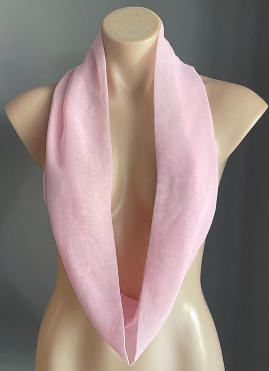 Infinity Scarf Vintage Handmade Ladies Pink Chiffon Neck WRAP Scarf
