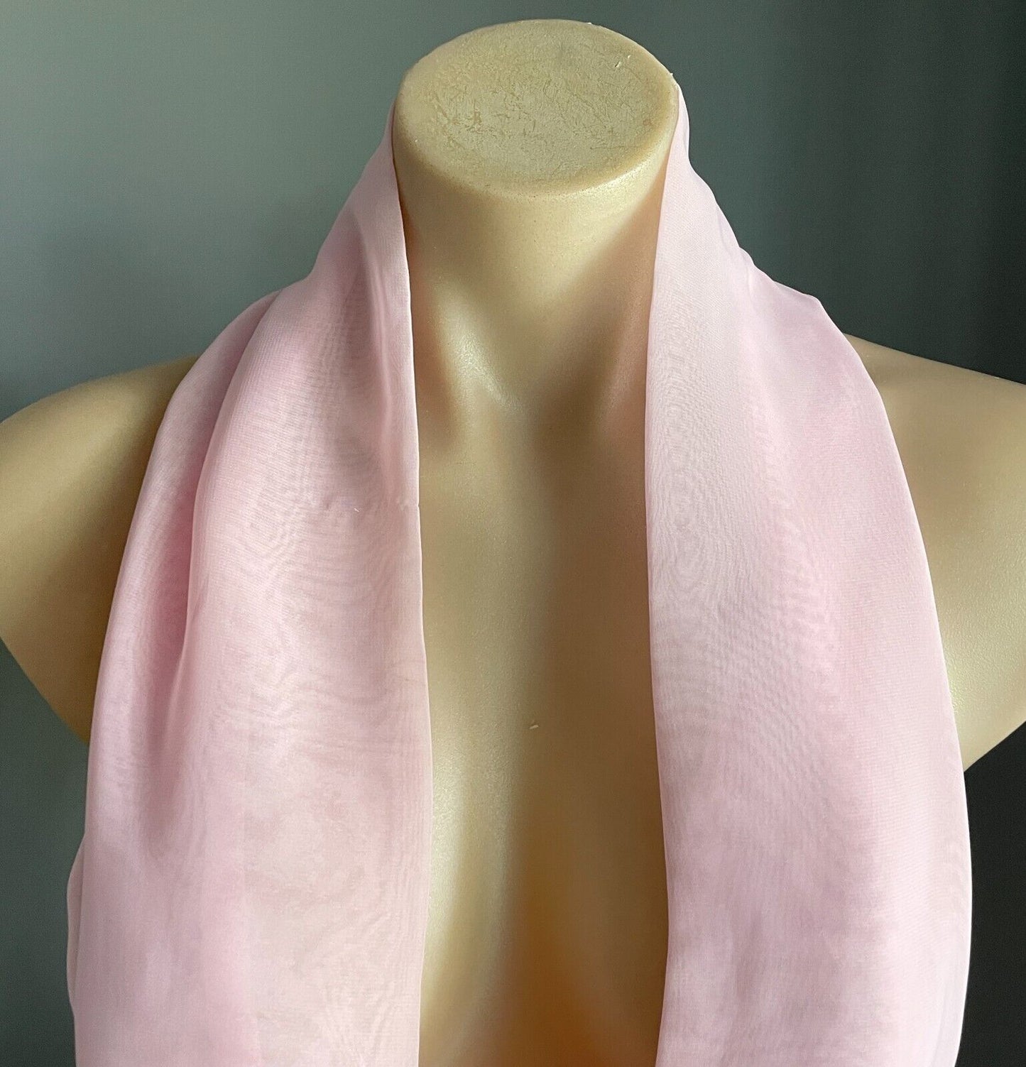 Infinity Scarf Vintage Handmade Ladies Pink Chiffon Neck WRAP Scarf