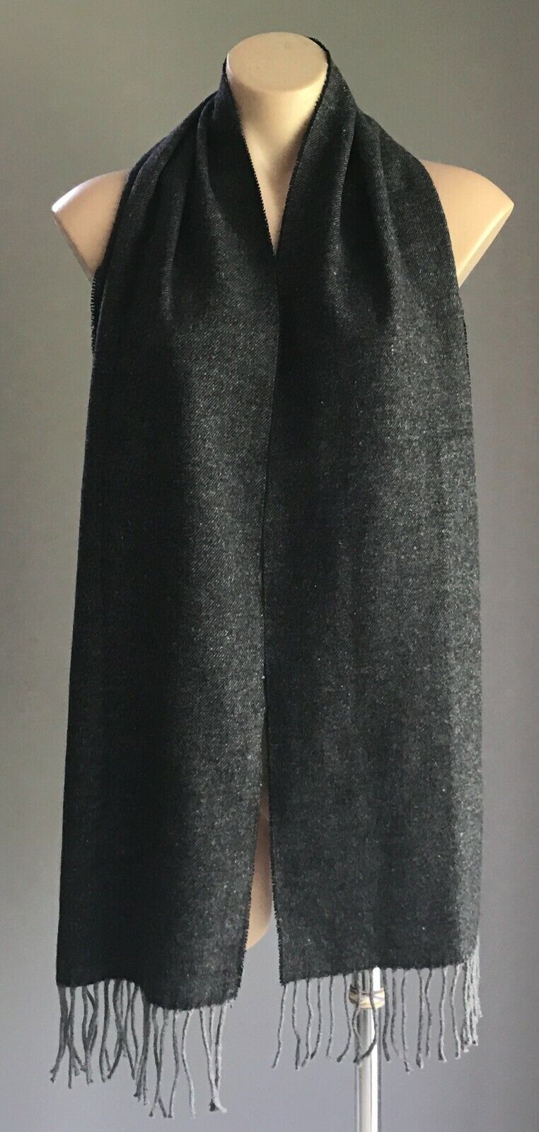 SCARF DAISO Unisex w Fringe Grey Black Super Soft Unisex Scarf Versatile NEW
