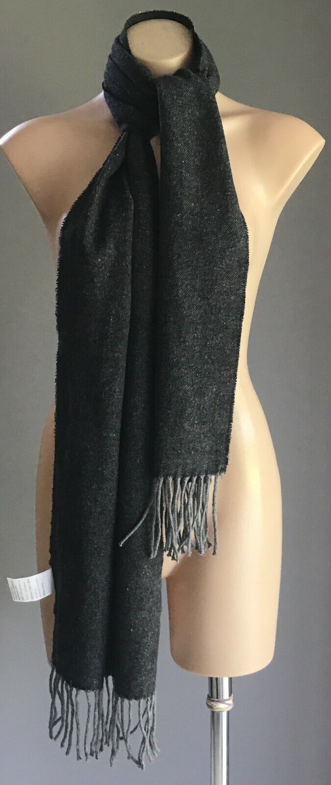 SCARF DAISO Unisex w Fringe Grey Black Super Soft Unisex Scarf Versatile NEW