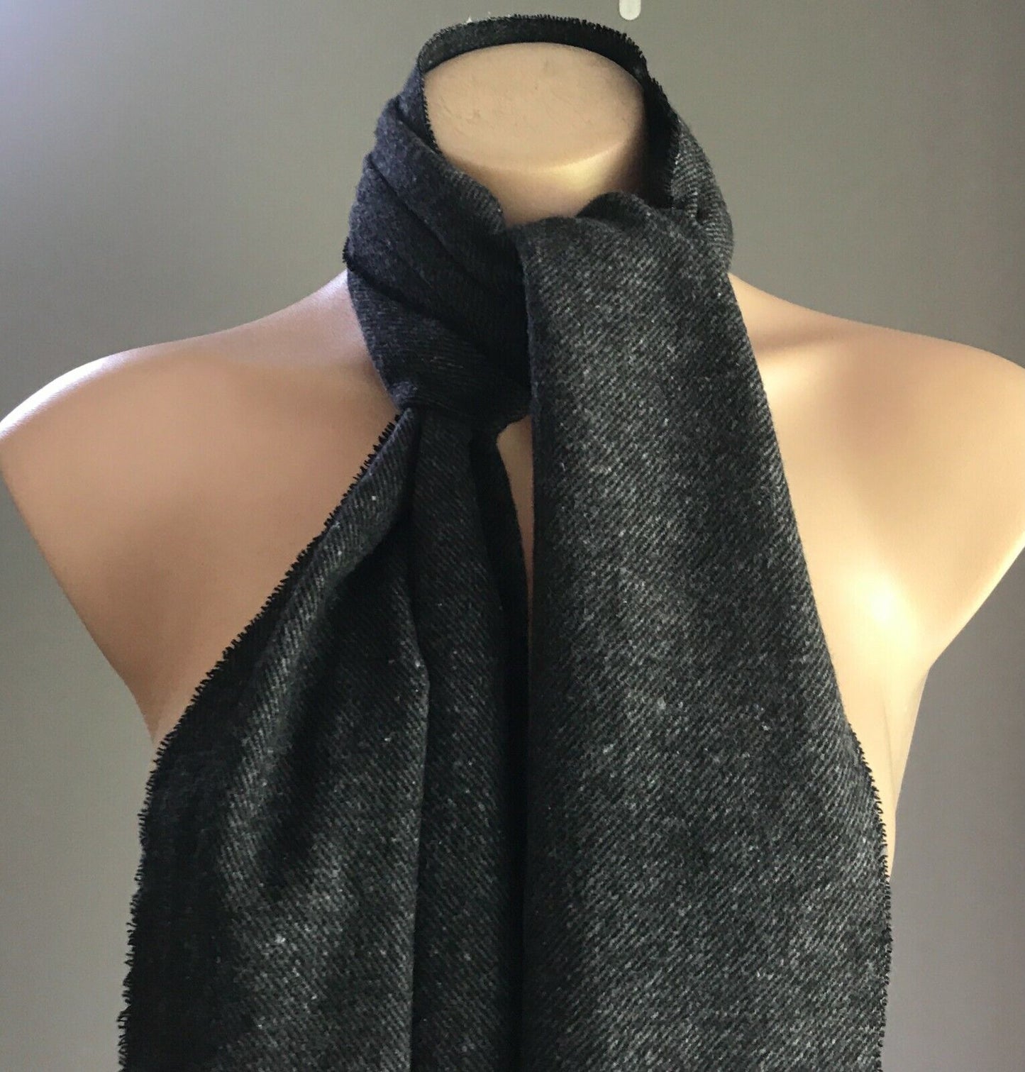 SCARF DAISO Unisex w Fringe Grey Black Super Soft Unisex Scarf Versatile NEW