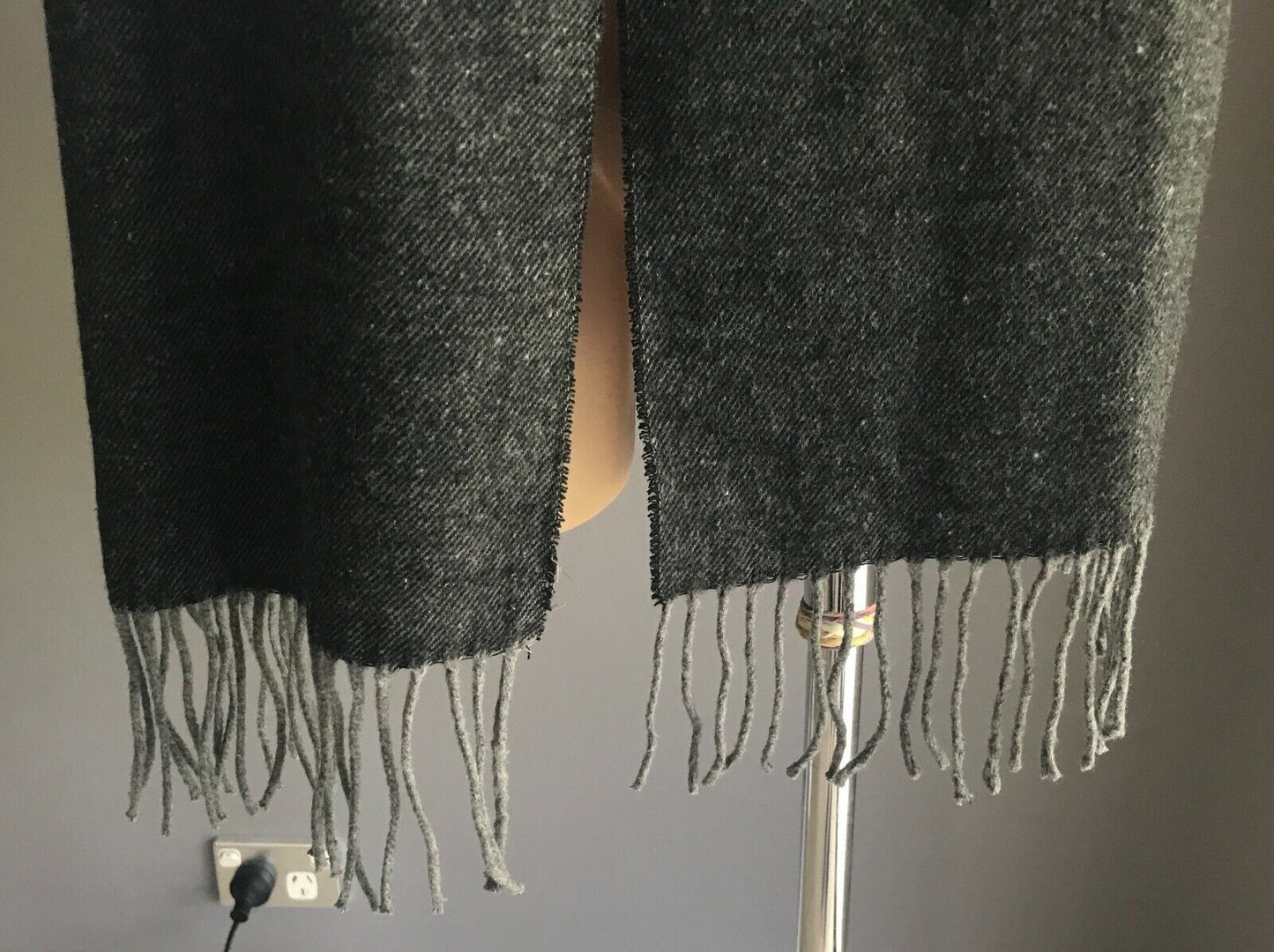 SCARF DAISO Unisex w Fringe Grey Black Super Soft Unisex Scarf Versatile NEW