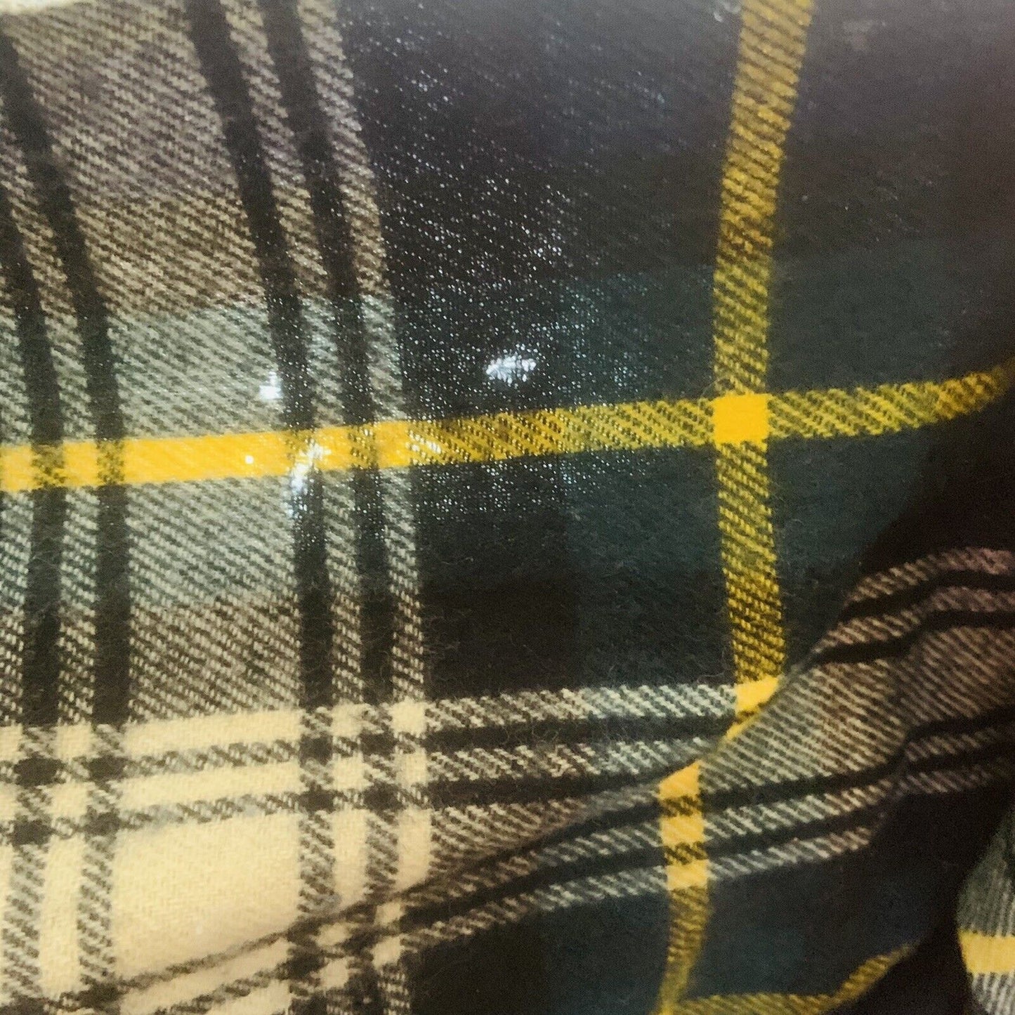 HILLTOP BRAND Neck Scarf 1960s w Fringe Wool Knit Green Check Tartan Mens Vtg