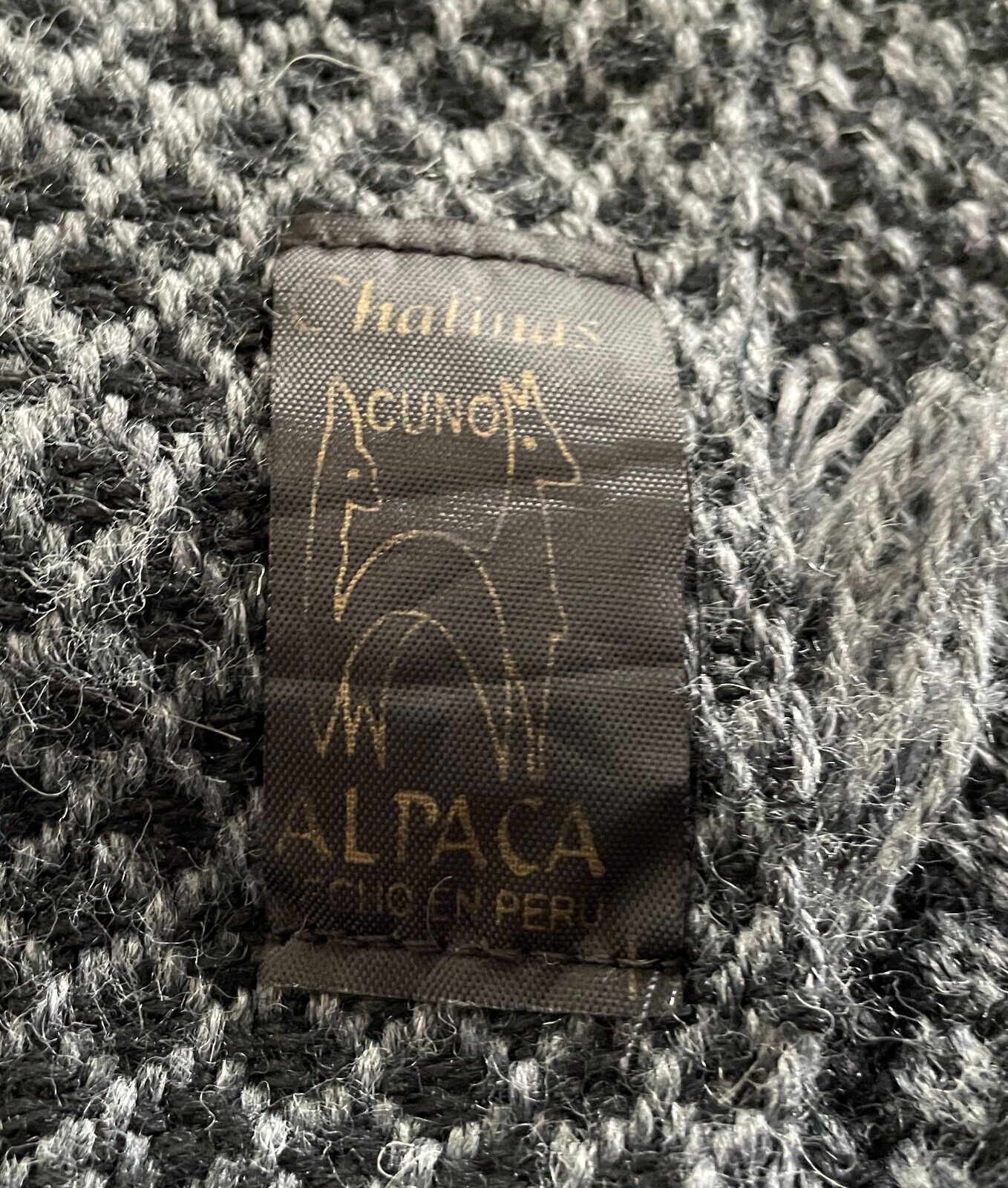 Mens Neck Scarf CHALINAS CUNO Fringed Charcoal Grey Black ALPACA WOOL Knit