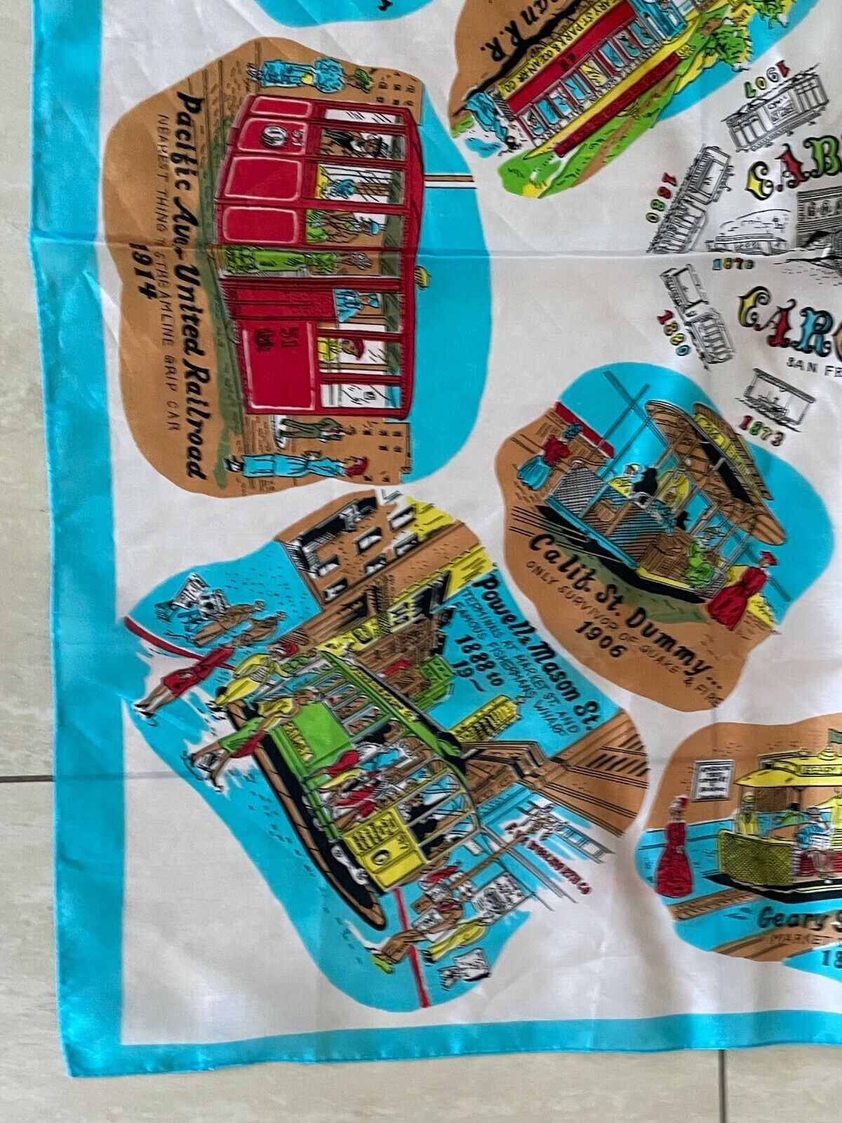 Neck SCARF SNCO SAN FRANSISCO Cable Car History Comic Souvenir MultiColoured