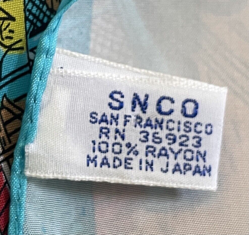 Neck SCARF SNCO SAN FRANSISCO Cable Car History Comic Souvenir MultiColoured