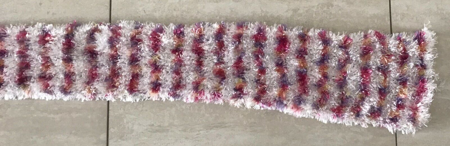 SCARF Handmade Soft "Furry" Eyelash Wool Knit White Pink Purple & Orange NEW