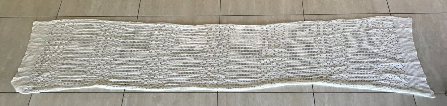 AMBER ROSE Neck Scarf Off White Decorative Knit Stitch Wide Rectangle NEW