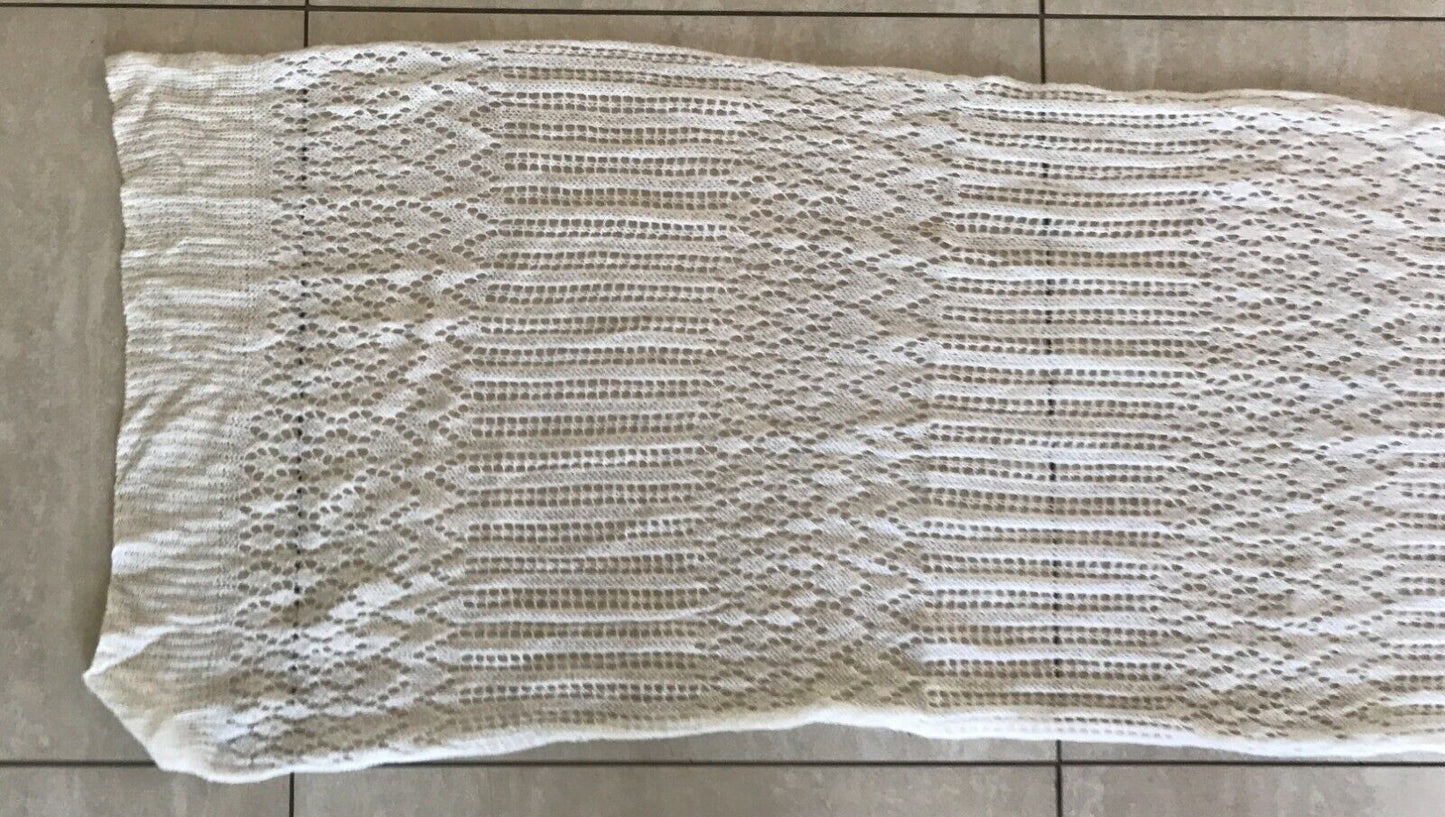 AMBER ROSE Neck Scarf Off White Decorative Knit Stitch Wide Rectangle NEW