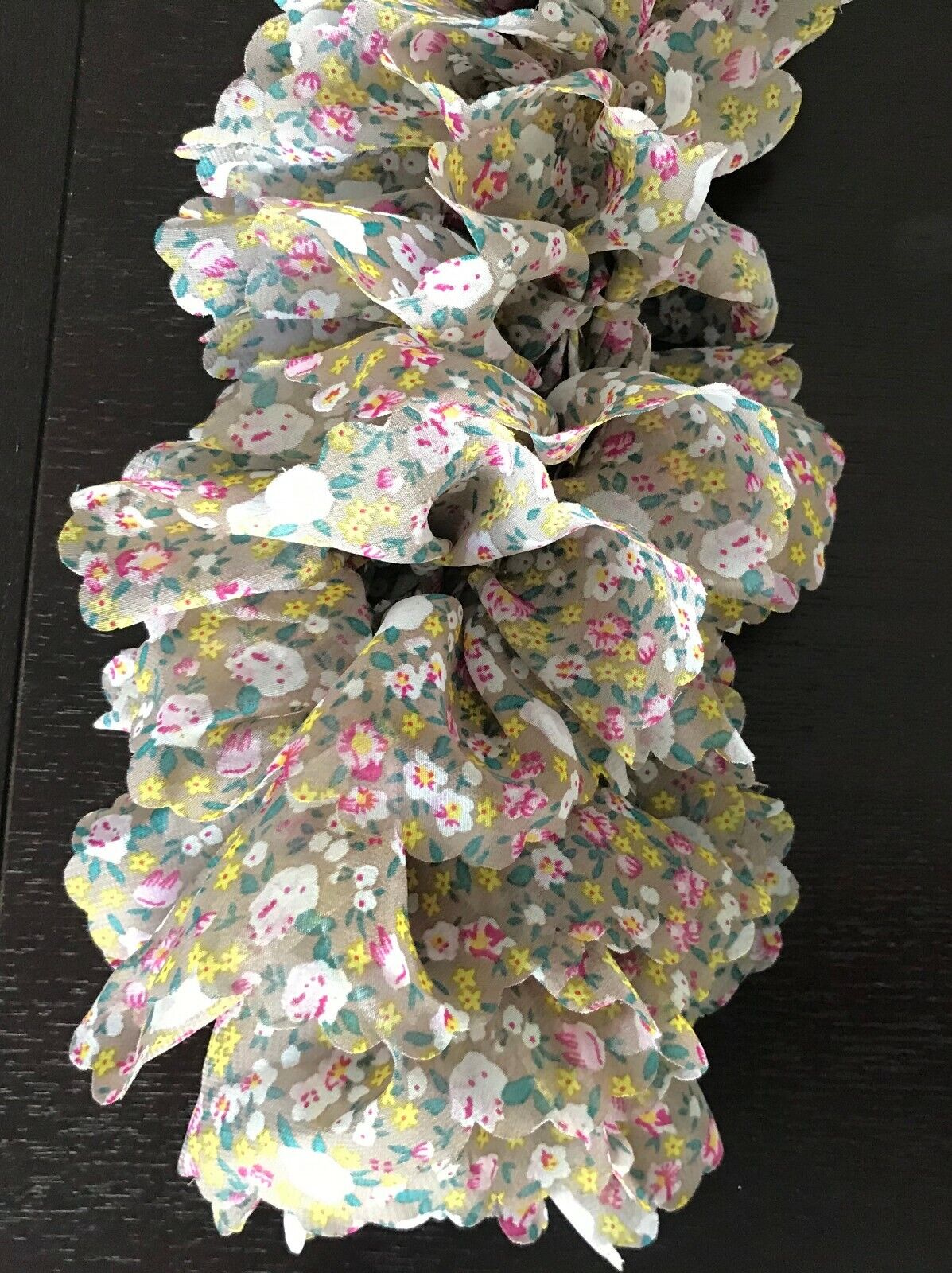 SCARF Floral Interwoven Frill Semi Sheer Fabric White Pink Green Yellow NEW