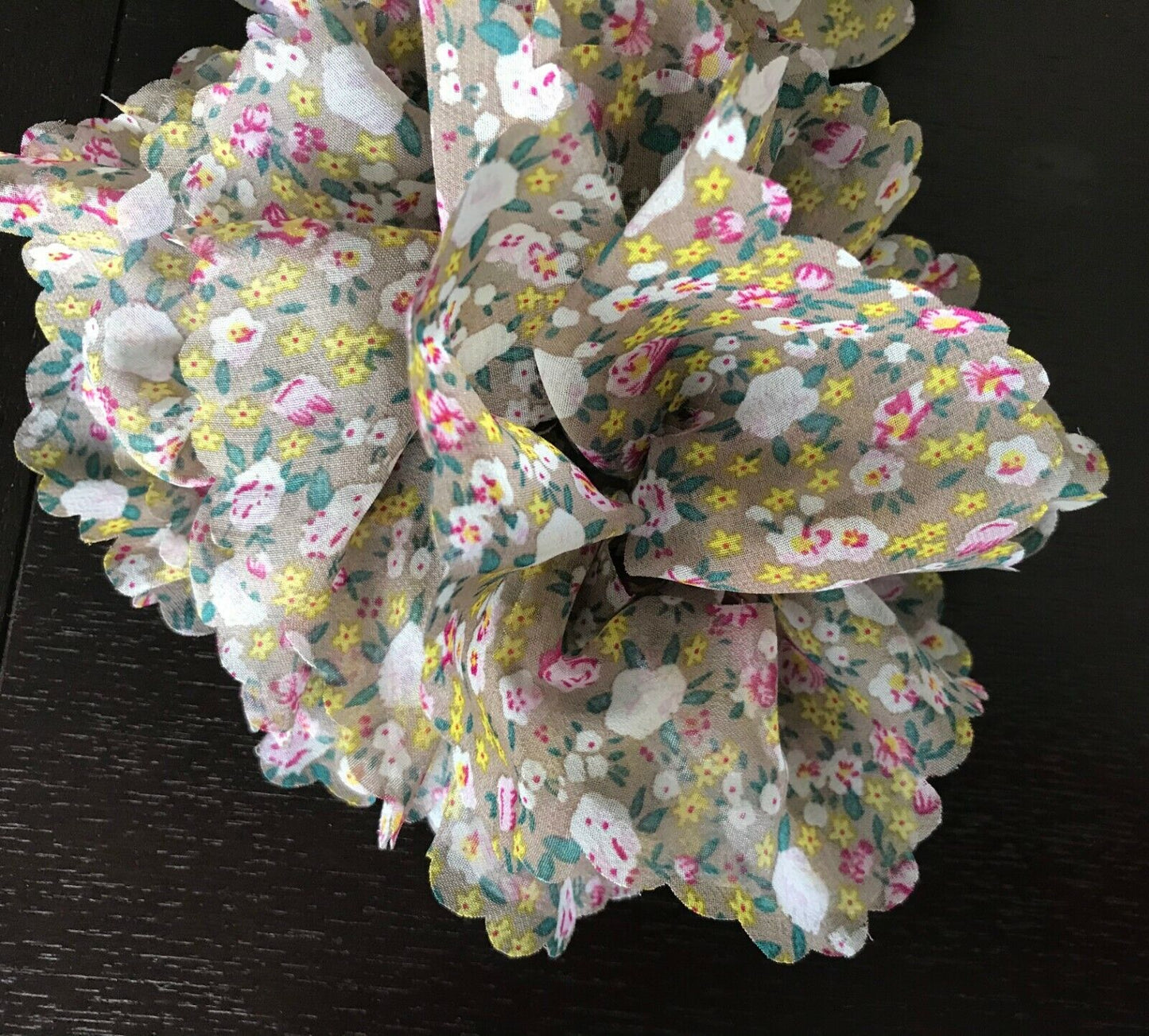 SCARF Floral Interwoven Frill Semi Sheer Fabric White Pink Green Yellow NEW