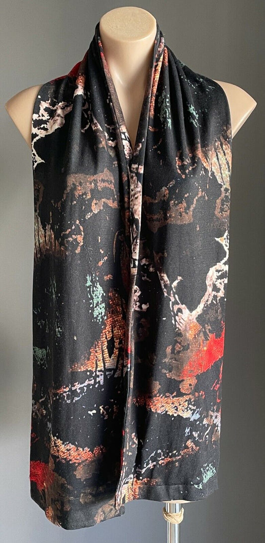 YVONNE BLACK Tube Scarf Red Black Brown Abstract PolyBlend Rectangle