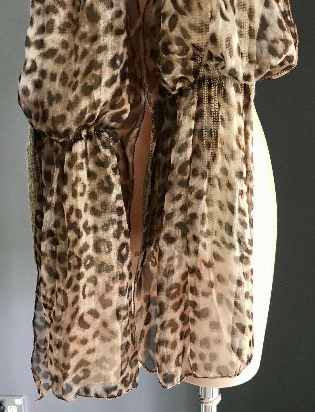 SCARF Double Layer Sheer Animal Print & Knit Rectangle 209 L x 33.5cm W Ladies