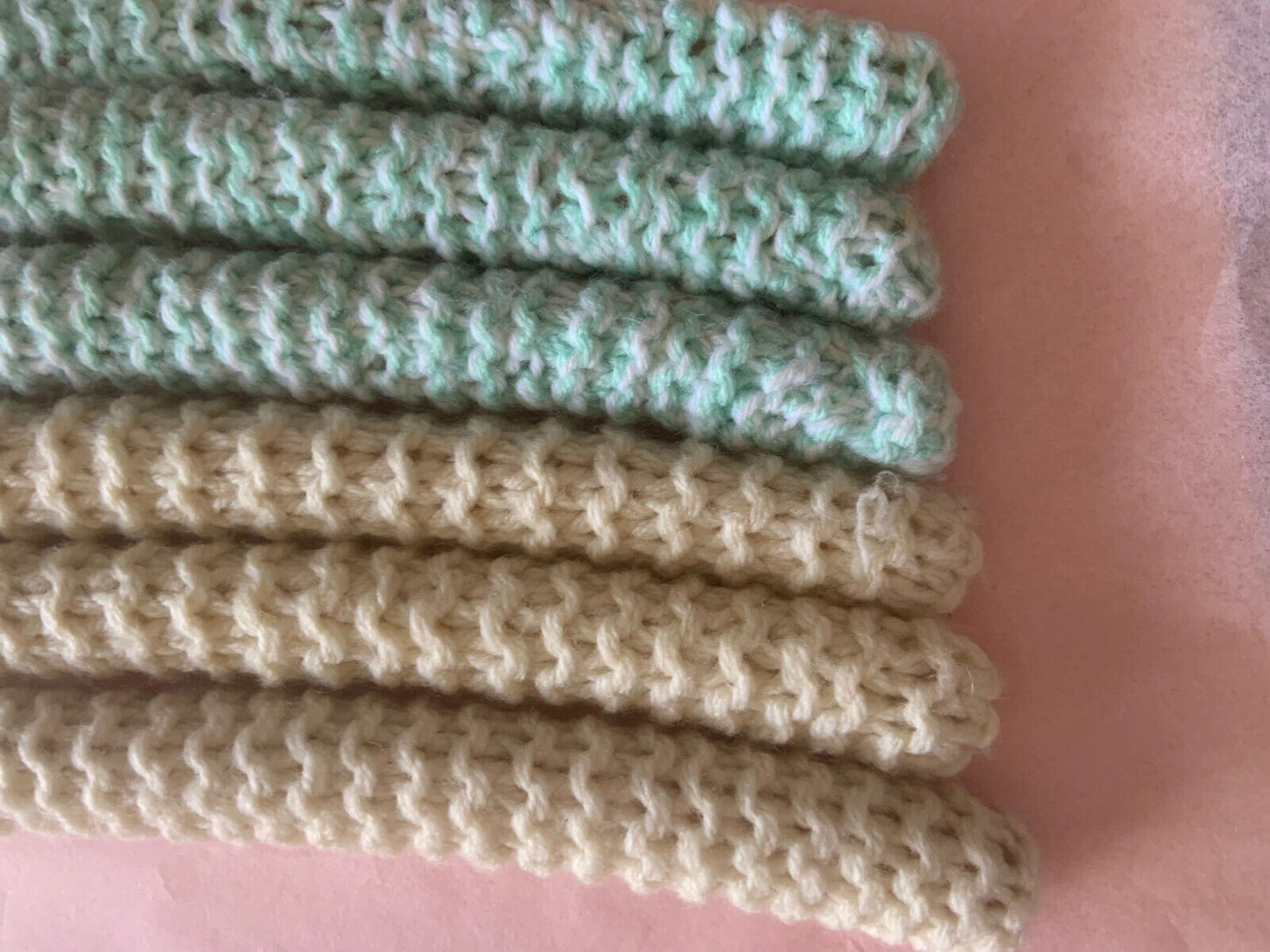 Vintage Covered Wooden Clothes Coat Hangers x 6 Wool Yarn Knitted 1960's #24