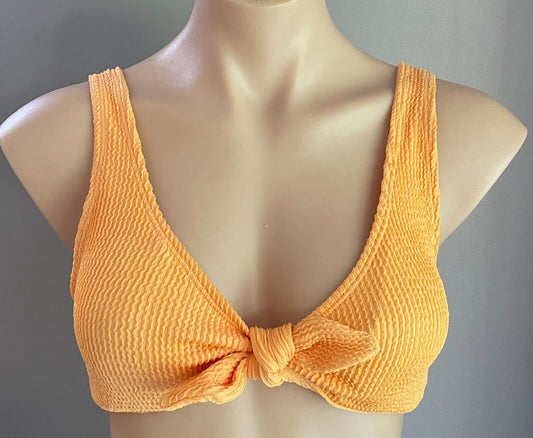 MISS SHOP Bikini Top Pale Orange Textured Fabric Swim Surf BRA ONLY Size 12