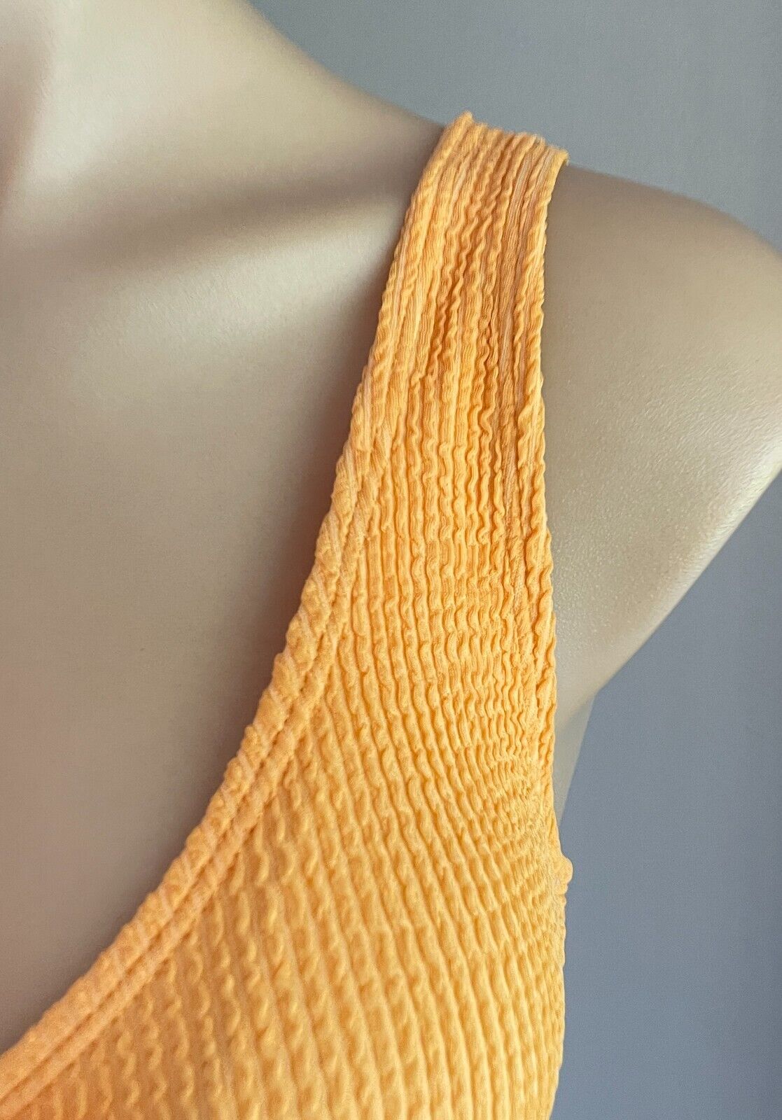 MISS SHOP Bikini Top Pale Orange Textured Fabric Swim Surf BRA ONLY Size 12