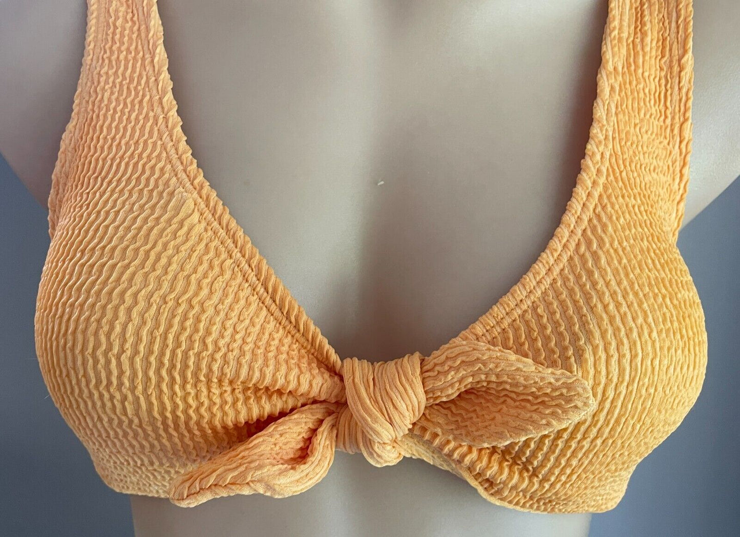 MISS SHOP Bikini Top Pale Orange Textured Fabric Swim Surf BRA ONLY Size 12