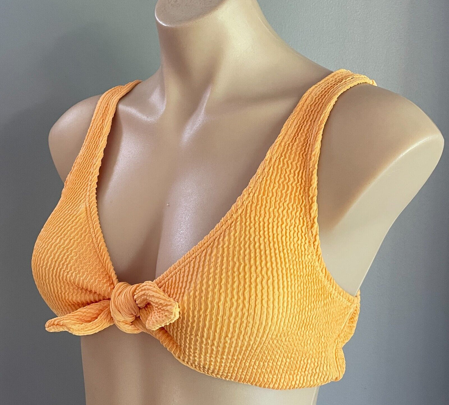 MISS SHOP Bikini Top Pale Orange Textured Fabric Swim Surf BRA ONLY Size 12