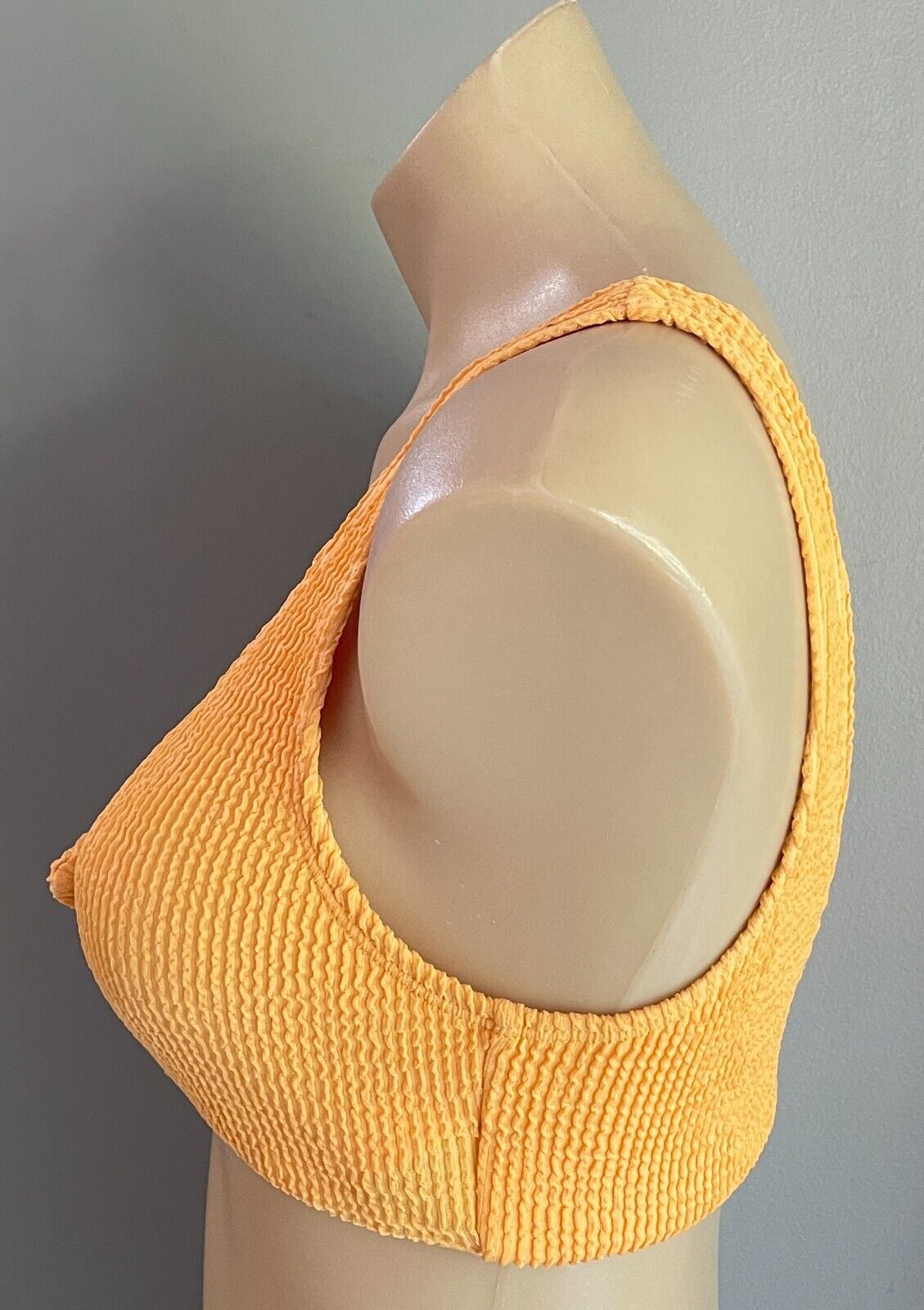 MISS SHOP Bikini Top Pale Orange Textured Fabric Swim Surf BRA ONLY Size 12