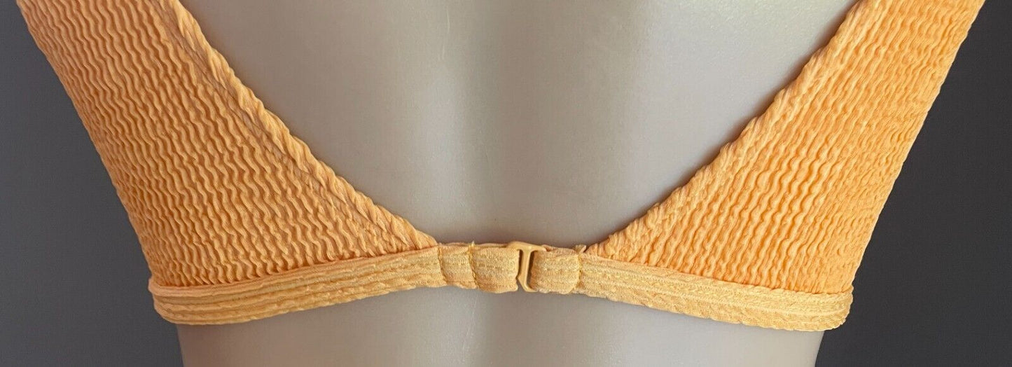 MISS SHOP Bikini Top Pale Orange Textured Fabric Swim Surf BRA ONLY Size 12