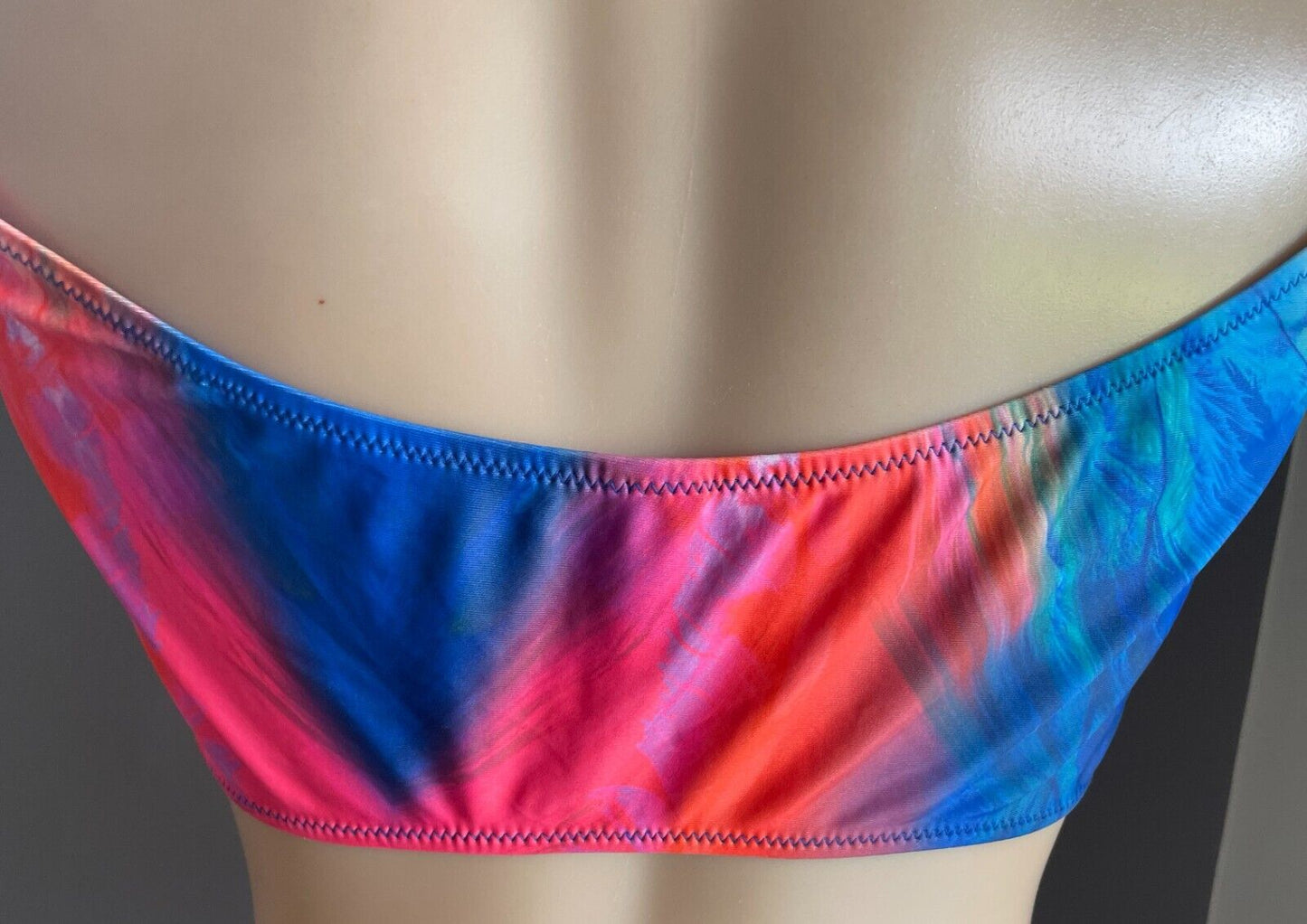BRAS N THINGS BLUE RUBY Bikini Top Multicoloured Palms Dye Print Sz 14 Tie Front