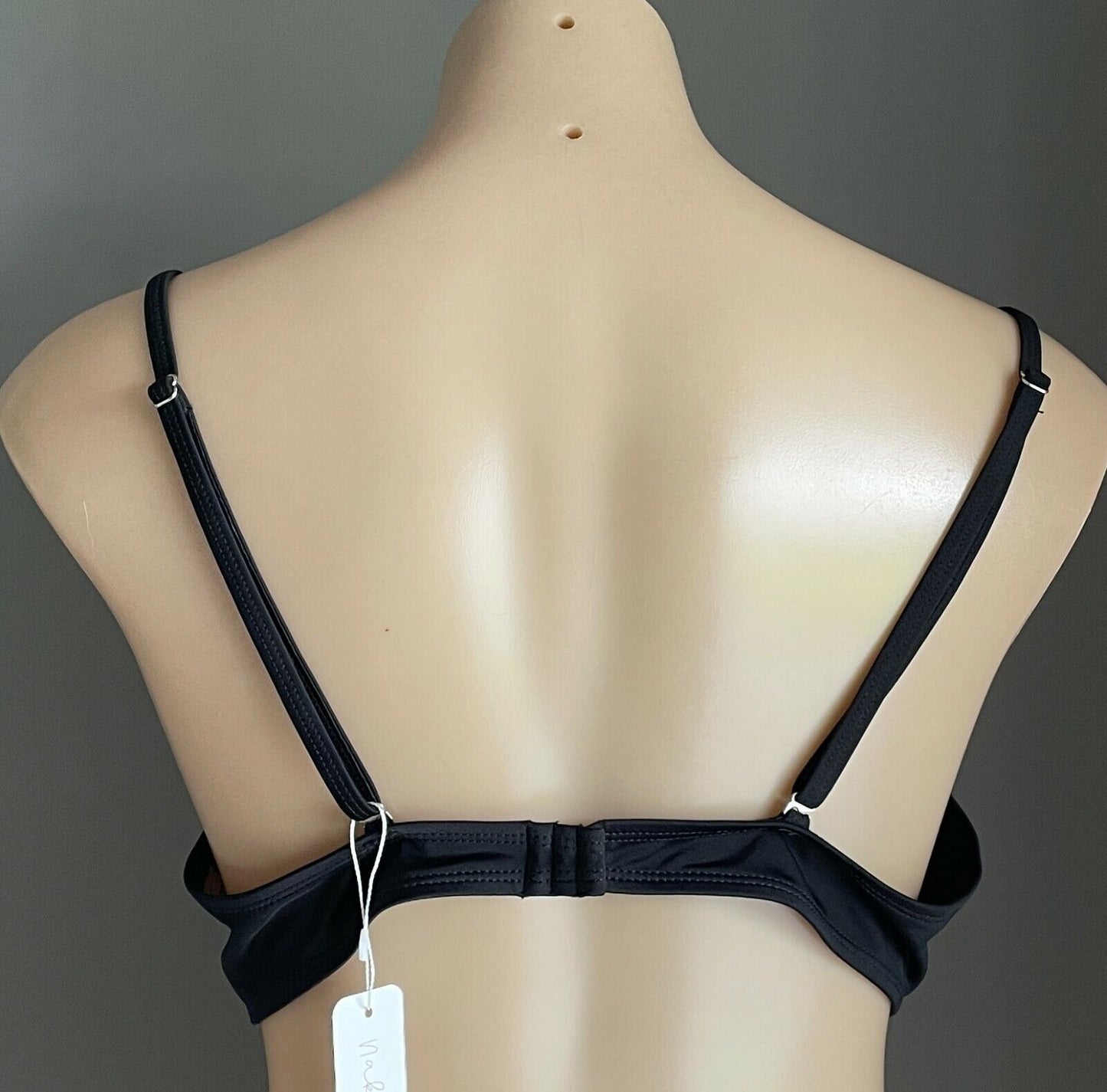 NAKED CURVE Bikini Top BRA ONLY 12 Black Underwire Ruffle Size L AU 12 14 NEW