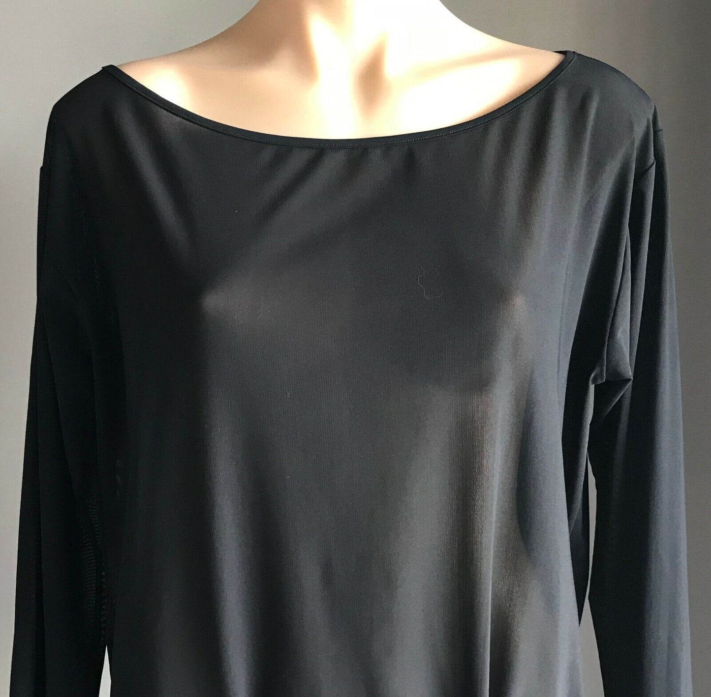 SEAFOLLY Beach Cover Top Black Mesh Net Long Sleeve Tunic Waist Tie Size L 12 14