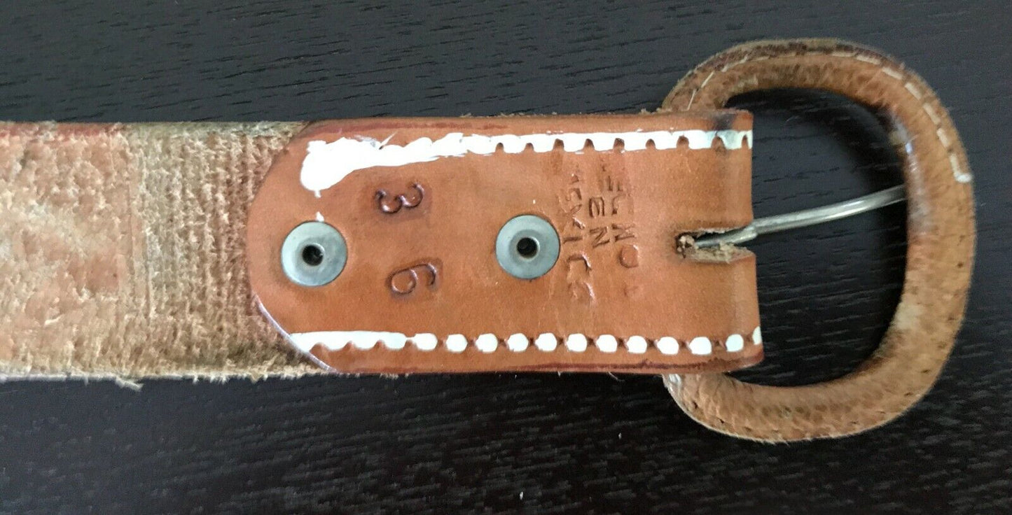 Mens LEATHER Belt MEXICO Theme Souvenir Tooled Etched & Coloured Tan Size 36