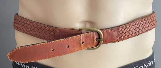 Mens LEATHER Belt KANGAROO BELT COMPANY Tan Plaited Belt Size 42 102 - 107cm