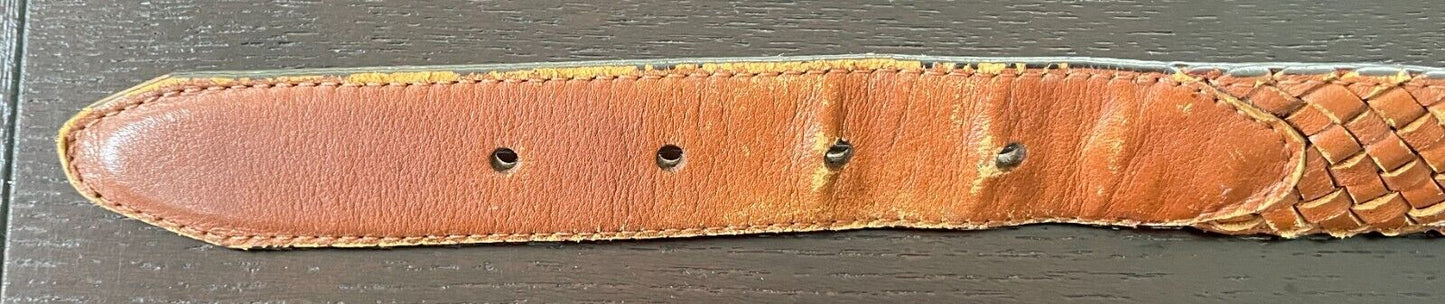 Mens LEATHER Belt KANGAROO BELT COMPANY Tan Plaited Belt Size 42 102 - 107cm