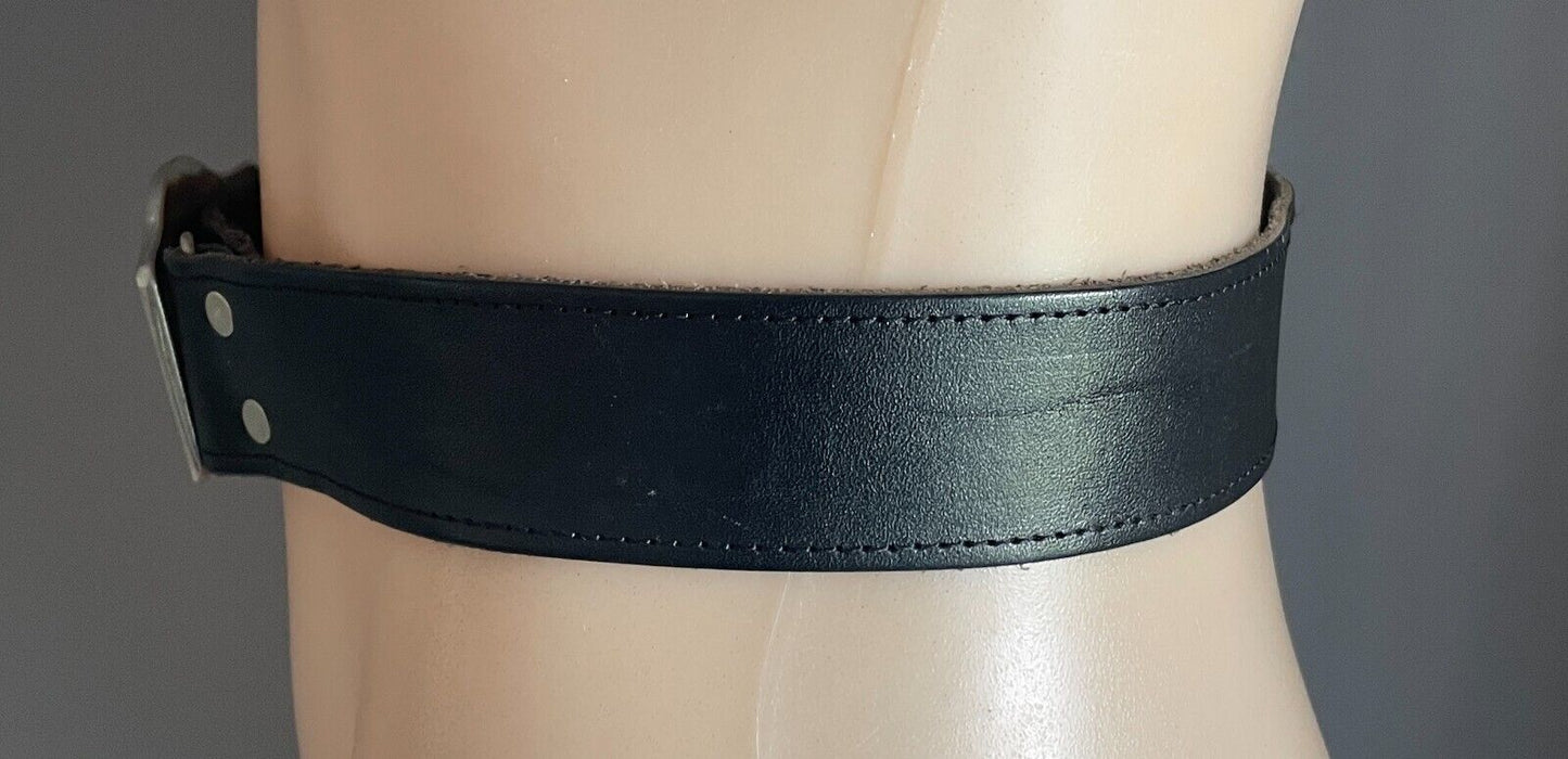 JUST JEANS Mens LEATHER Belt Black Western Cowboy Style Waist 57 - 72cm 4cm Wide