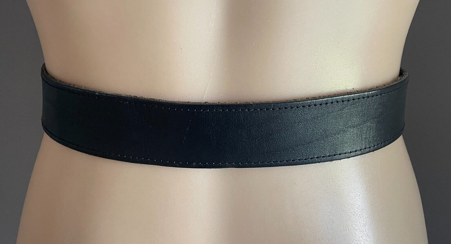 JUST JEANS Mens LEATHER Belt Black Western Cowboy Style Waist 57 - 72cm 4cm Wide