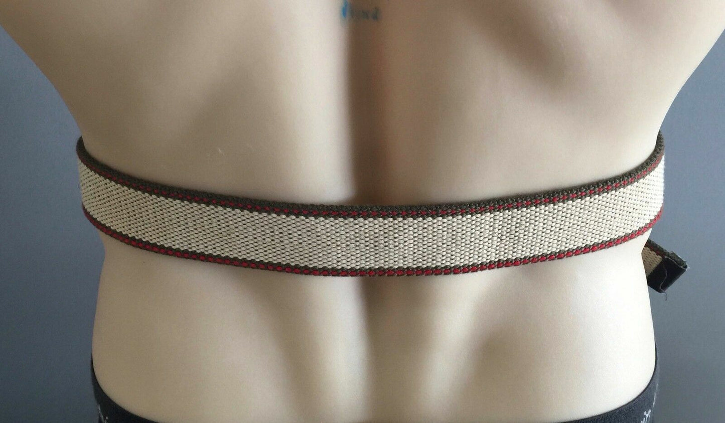 Mens CANVAS Belt 3.5cm Retro "Spinning" Silver Buckle Belt Beige Size S M Unique
