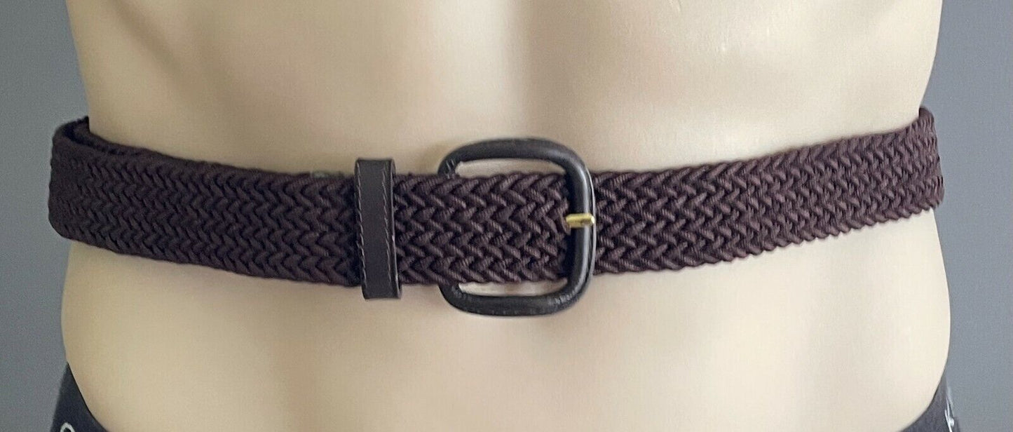 Unisex Belt Brown 3cm Wide Woven Elastic 139cm Long NEW