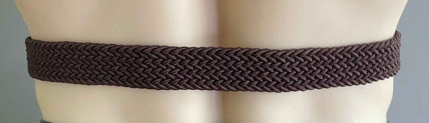 Unisex Belt Brown 3cm Wide Woven Elastic 139cm Long NEW