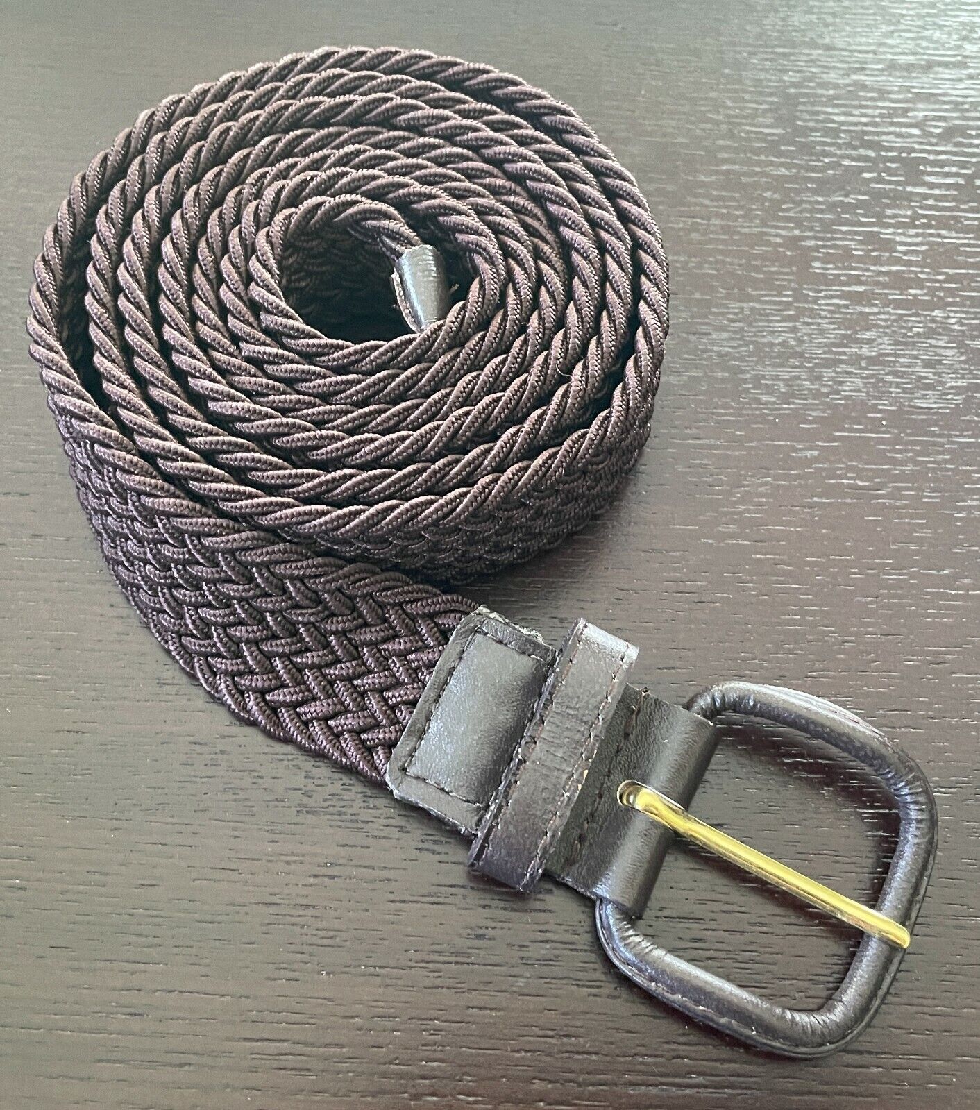 Unisex Belt Brown 3cm Wide Woven Elastic 139cm Long NEW
