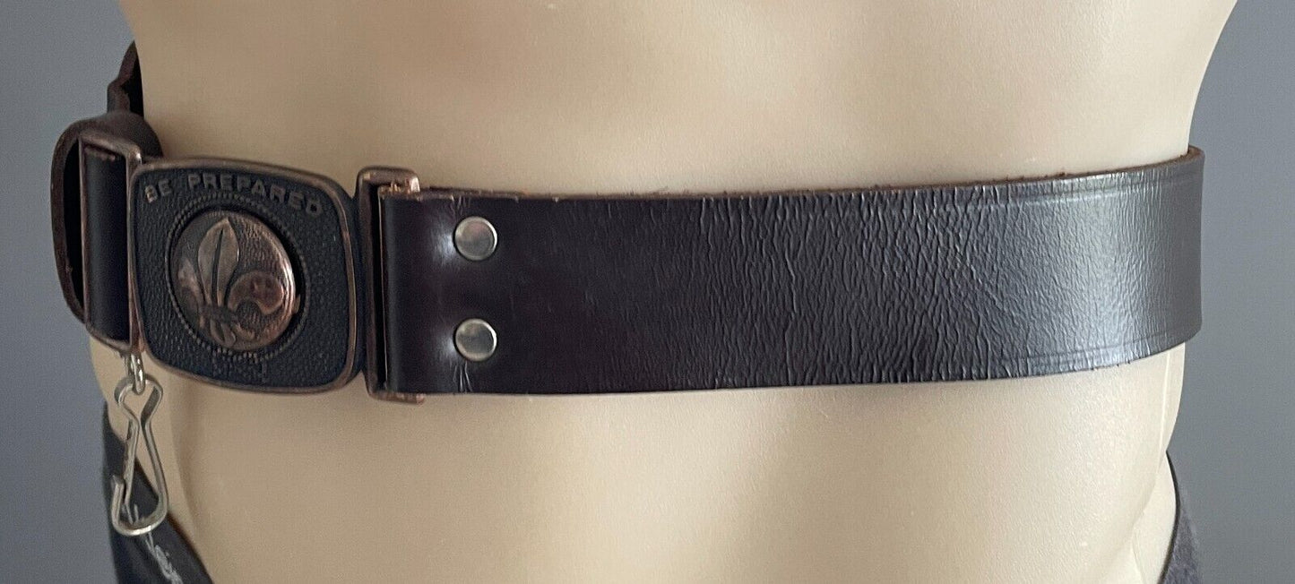 Mens Belt MACKENZIE Brown Boy Scouts "Be Prepared" Size 36 90cm Waist Vintage