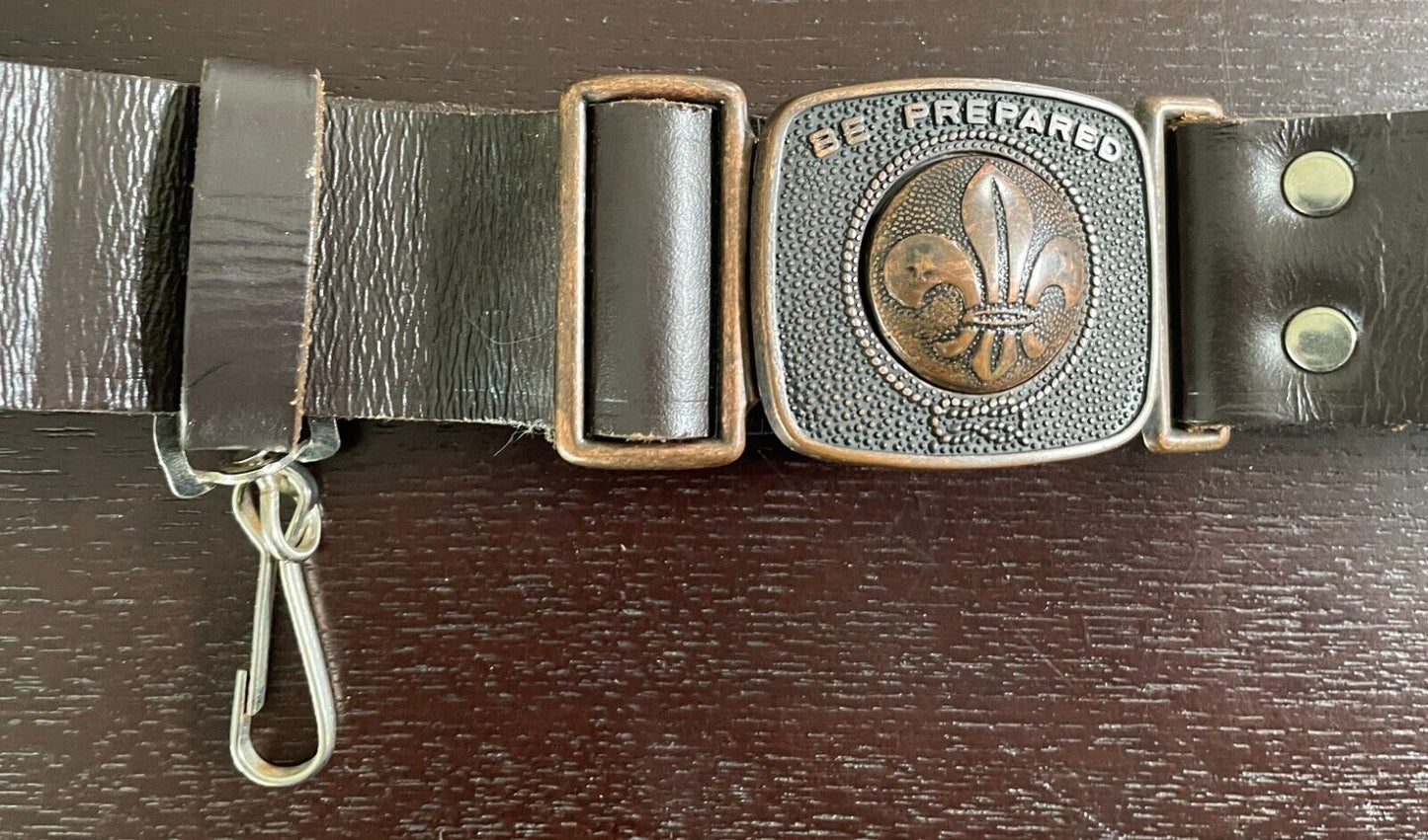 Mens Belt MACKENZIE Brown Boy Scouts "Be Prepared" Size 36 90cm Waist Vintage