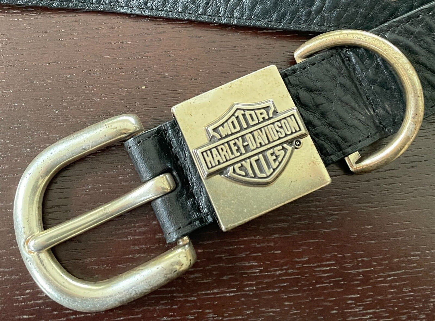 Mens LEATHER Belt HARLEY DAVIDSON Black Size 32 Bar & Shield 99540-04VM Vintage