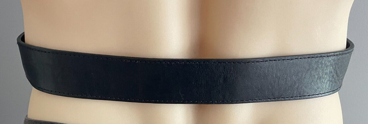 Mens LEATHER Belt HARLEY DAVIDSON Black Size 32 Bar & Shield 99540-04VM Vintage