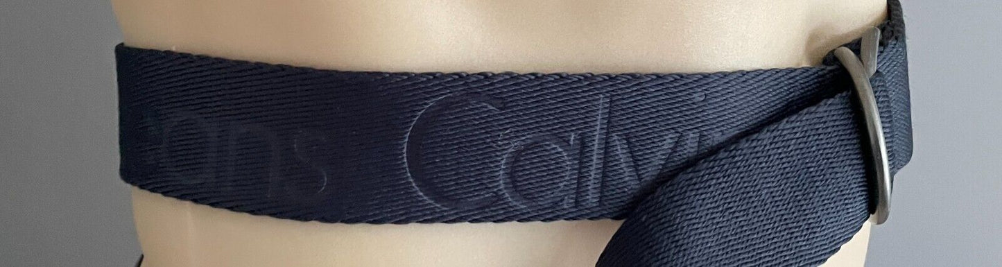 CALVIN KLEIN JEANS Mens Belt Embossed Navy Utility Sz 34 Waist 115cm 4cm Wide