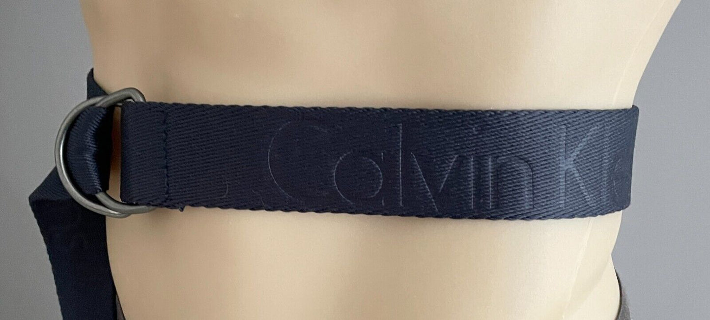 CALVIN KLEIN JEANS Mens Belt Embossed Navy Utility Sz 34 Waist 115cm 4cm Wide