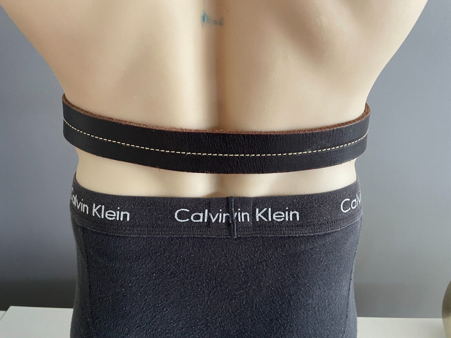 COLORADO LEATHER Belt Brown Contrast Stitch Trim Mens Sz M Waist 90 100 4cm Wide