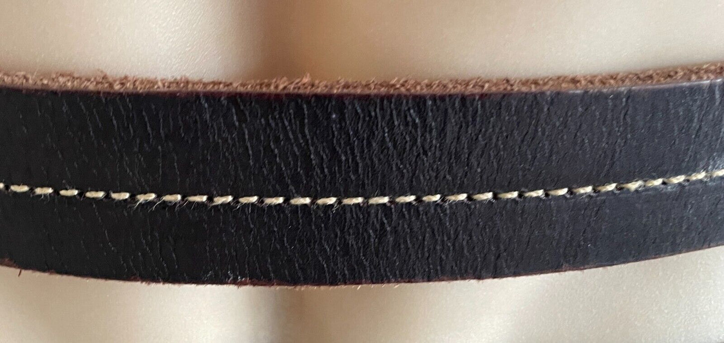 COLORADO LEATHER Belt Brown Contrast Stitch Trim Mens Sz M Waist 90 100 4cm Wide