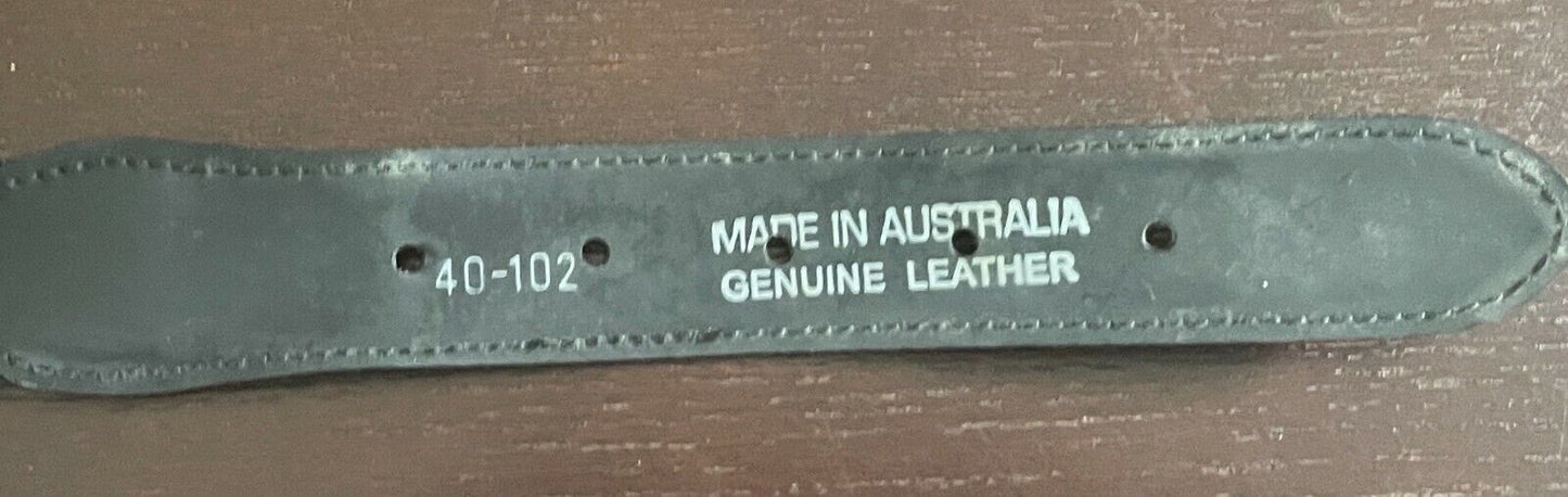 Mens CANVAS Belt Black & Brown Elasticised w Black Leather Trim Size 42 102