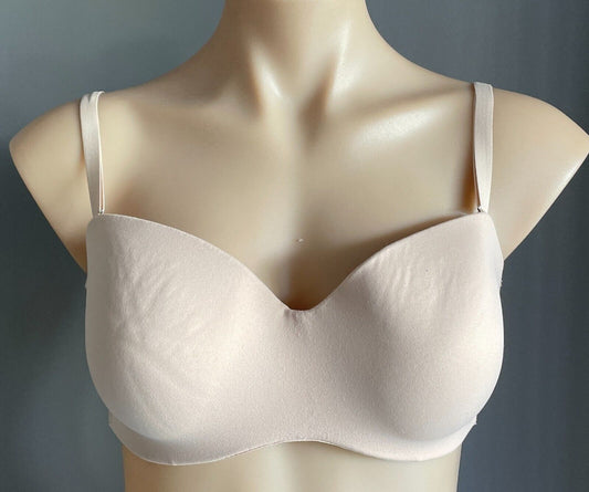 KAYSER Bra 14C Underwire Beige Moulded Smooth Cups 4 Way Convertible Strap 14 C